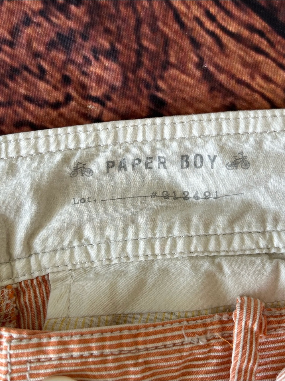Paper Boy Anthropologie Tan Orange Striped Crop Pants Ankle Size 2 Linen Blend - Picture 3 of 12